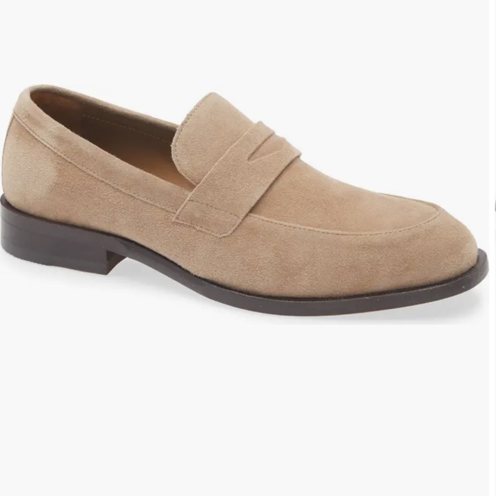 Boss Beige Suede Penny Loafers